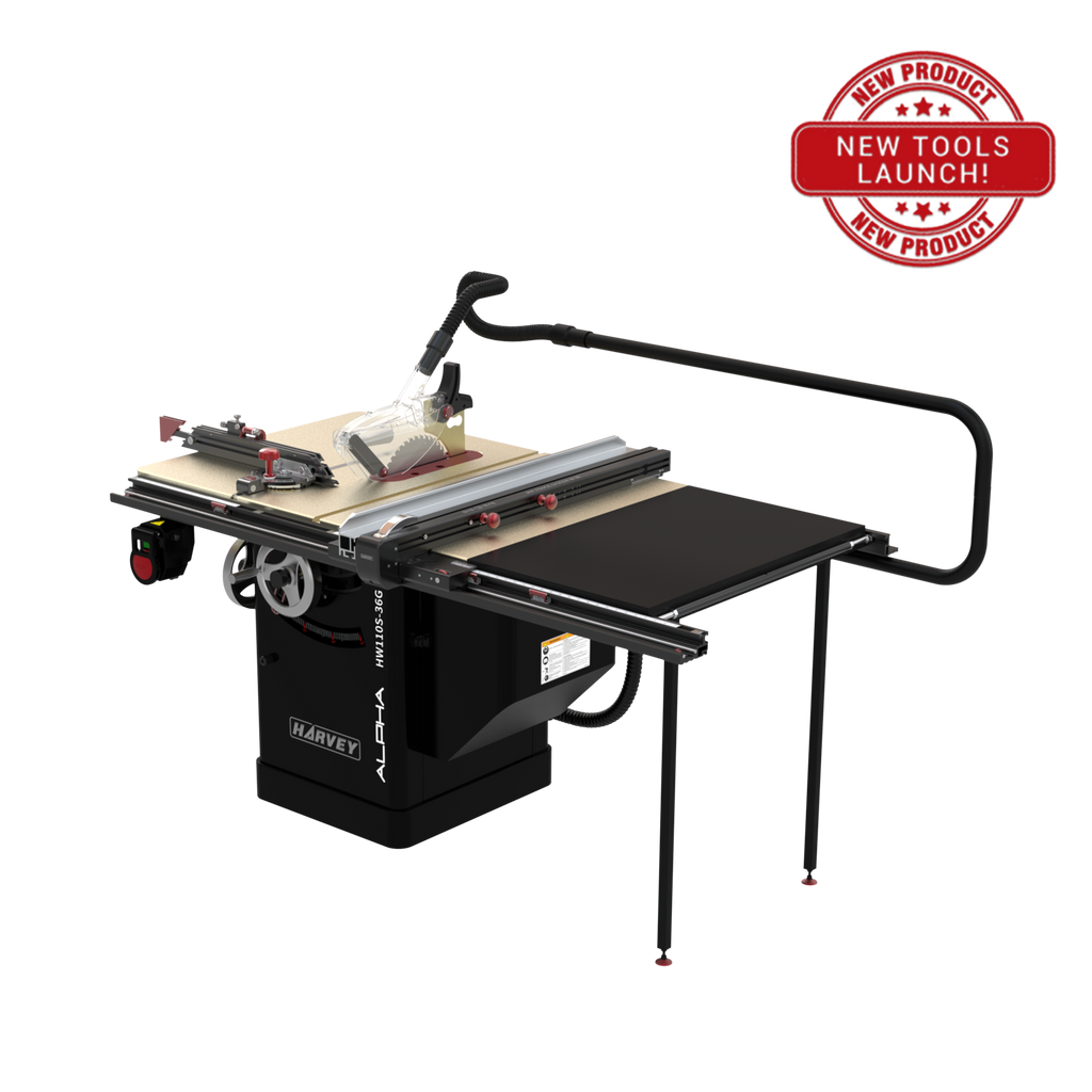 ALPHA HW110S-36G & 52G 10 4HP Dovetail Cabinet BIG EYE Table Saw – Harvey  Woodworking