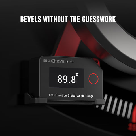 Anti-vibration digital angle gauge with digital display on a dark background